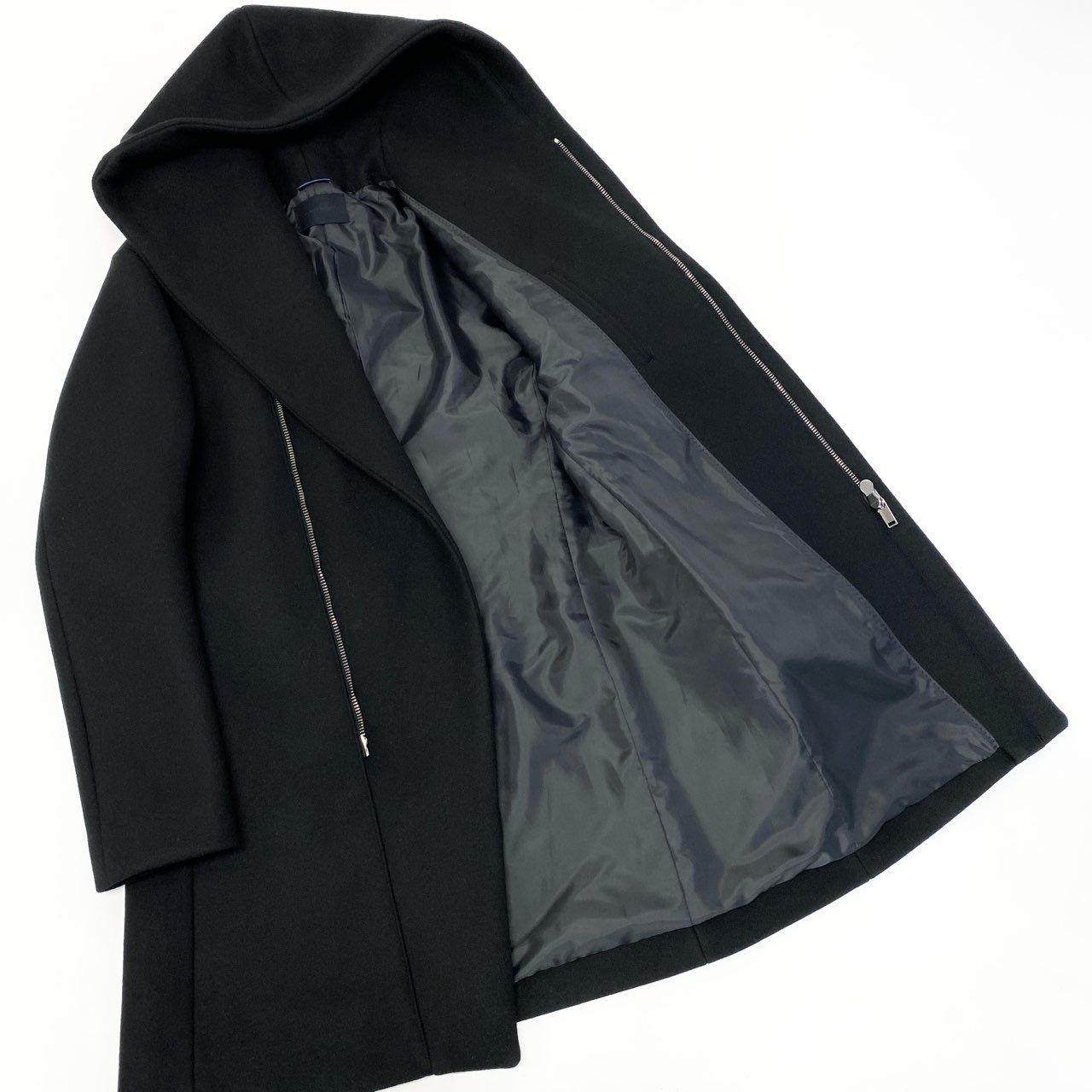 junhashimoto ジュンハシモト ラップコート 黒 3 フードコート 5c3 【美品】JUNHASHIMOTO ジュンハシモト ラップコート カシミヤ混