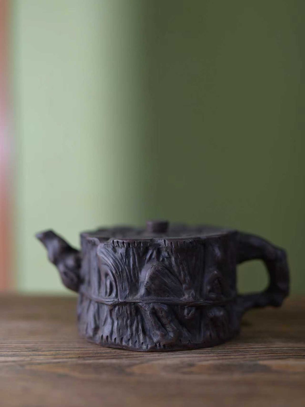 KT01宜興紫砂壺 茶壺 樹樁形 枯木 手作り 中国古玩 茶道具 煎茶道具