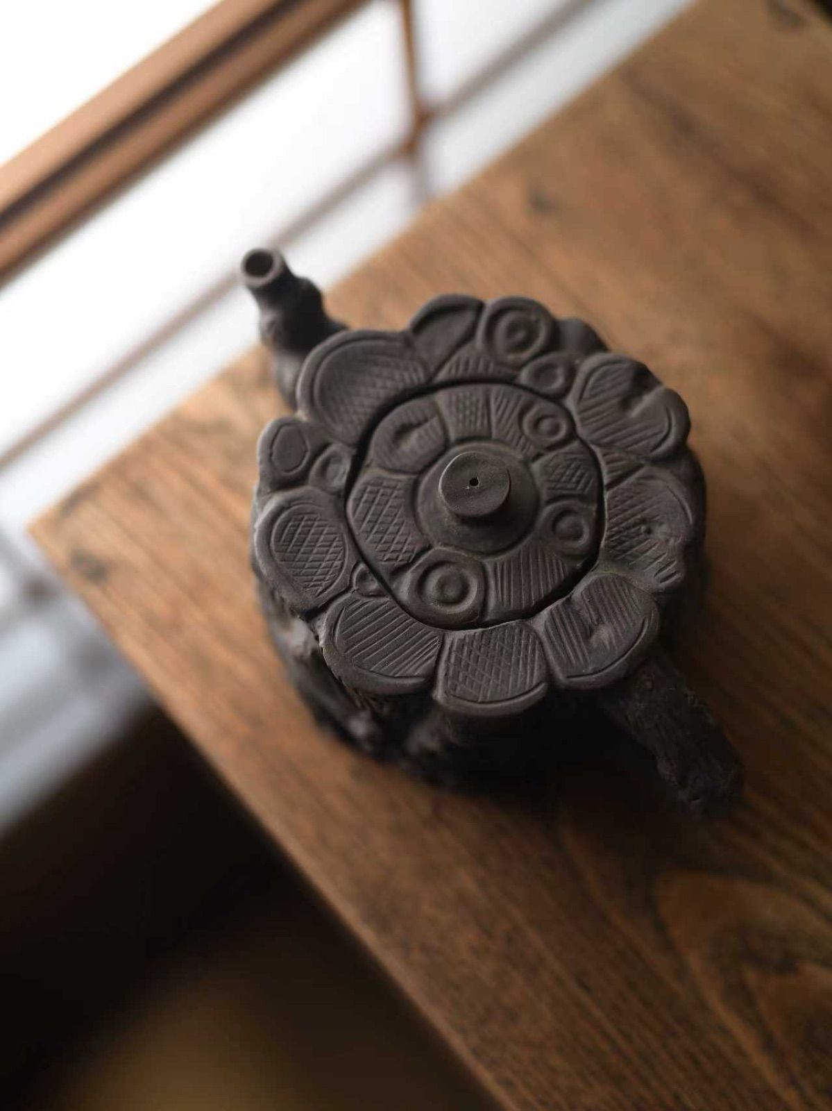 KT01宜興紫砂壺 茶壺 樹樁形 枯木 手作り 中国古玩 茶道具 煎茶道具