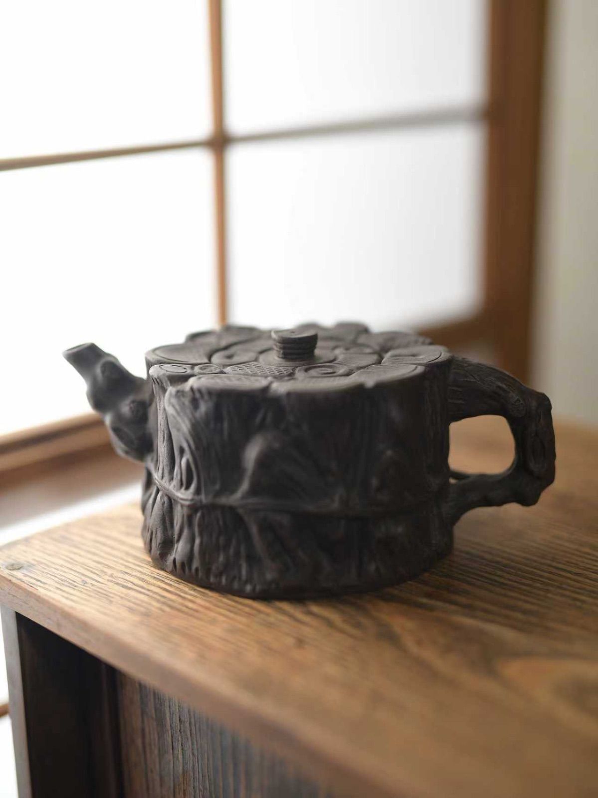 KT01宜興紫砂壺 茶壺 樹樁形 枯木 手作り 中国古玩 茶道具 煎茶道具