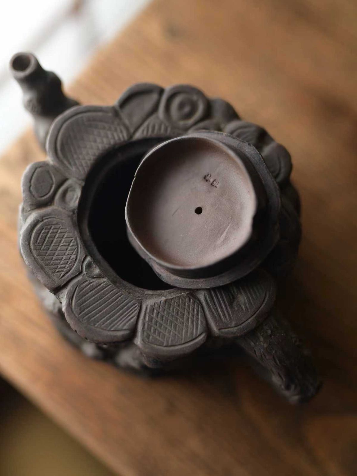 KT01宜興紫砂壺 茶壺 樹樁形 枯木 手作り 中国古玩 茶道具 煎茶道具