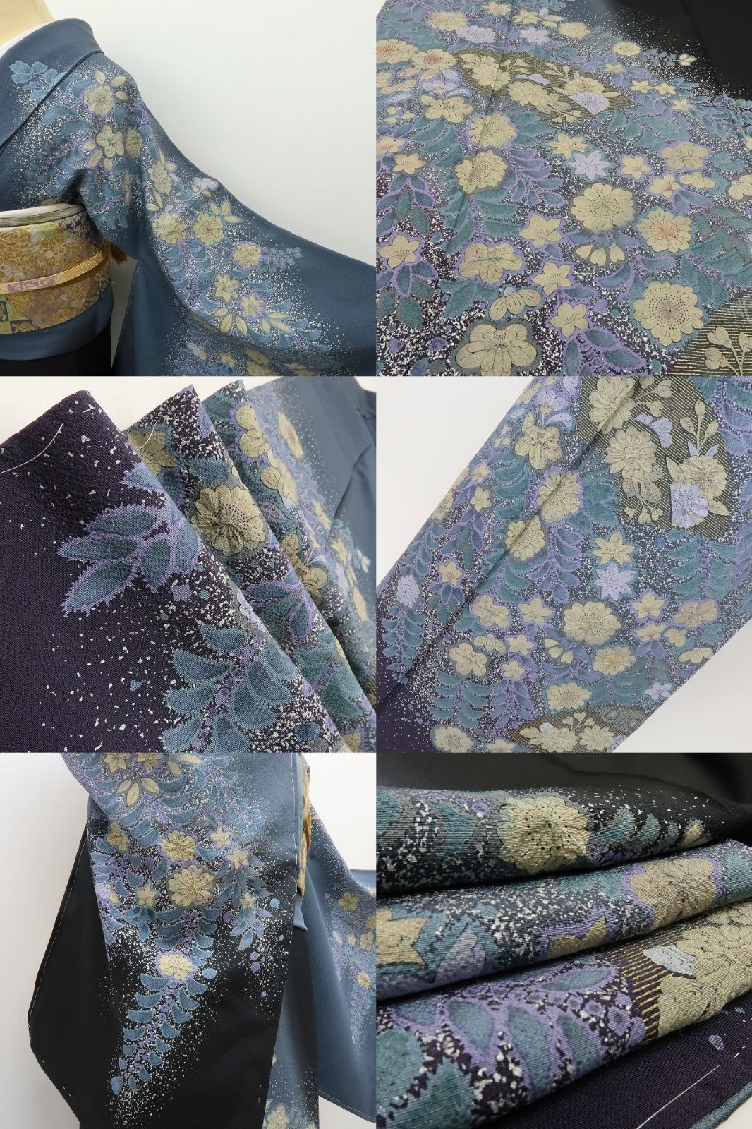 六花-RIKKA- 美品未着用 正絹 辻が花 トールサイズ❀視線を奪う花と扇