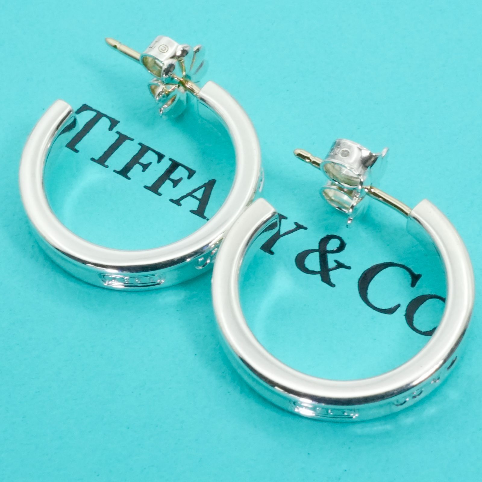 極美品 ティファニー 1837 ナロー フープ スモール ピアス/25-2666
