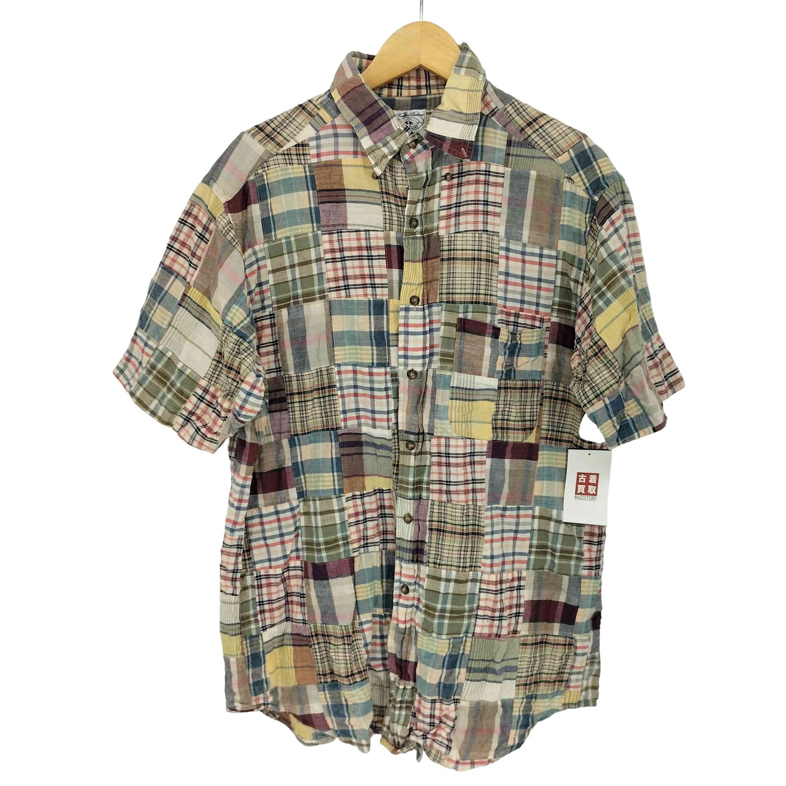 ブルックスブラザーズ BROOKS BROTHERS SPORT SHIRT パッチワークシャツ 半袖 ボタンダウン メンズ import：L 