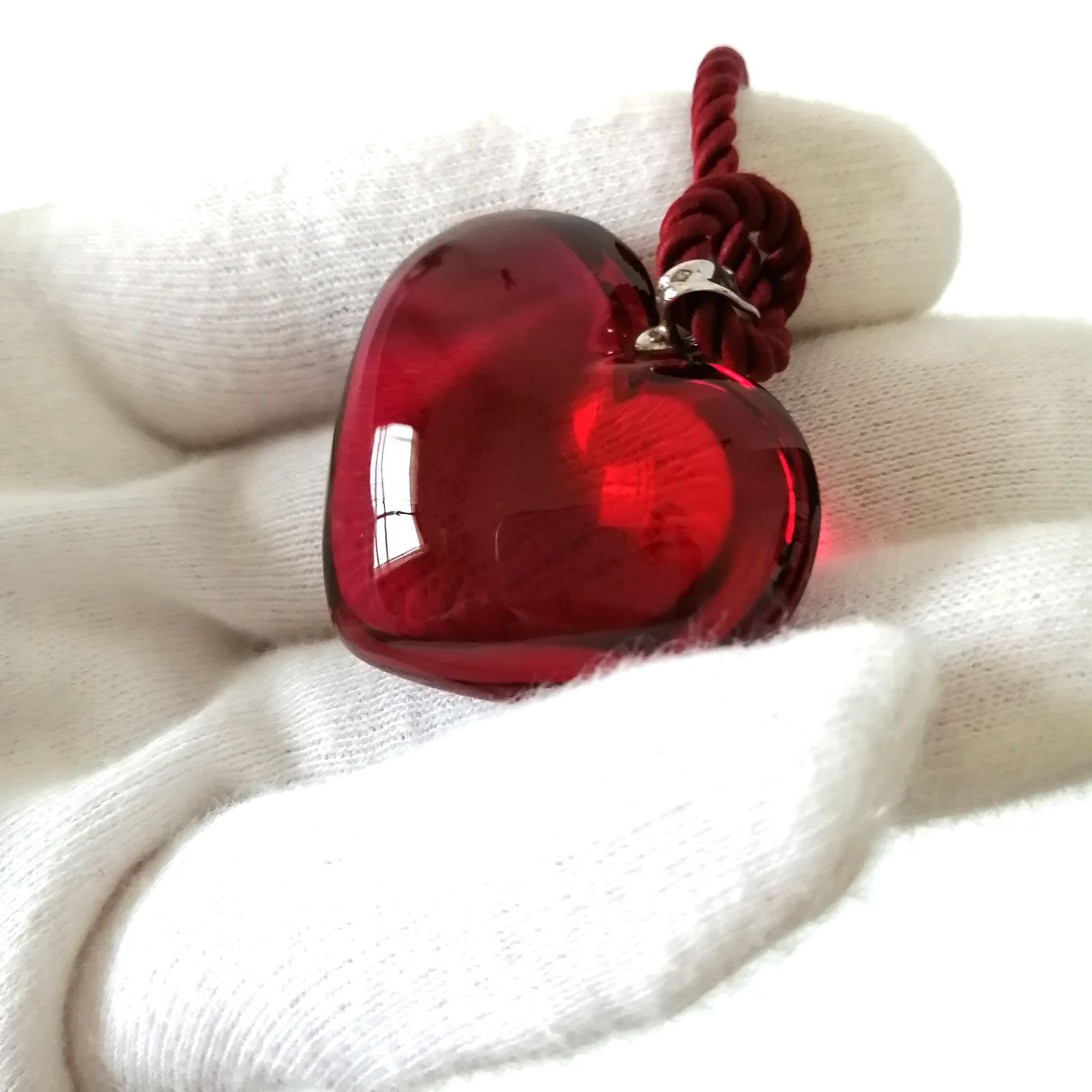 美品 バカラ Baccarat ネックレス 大きめ ロマンスハート レッド 307