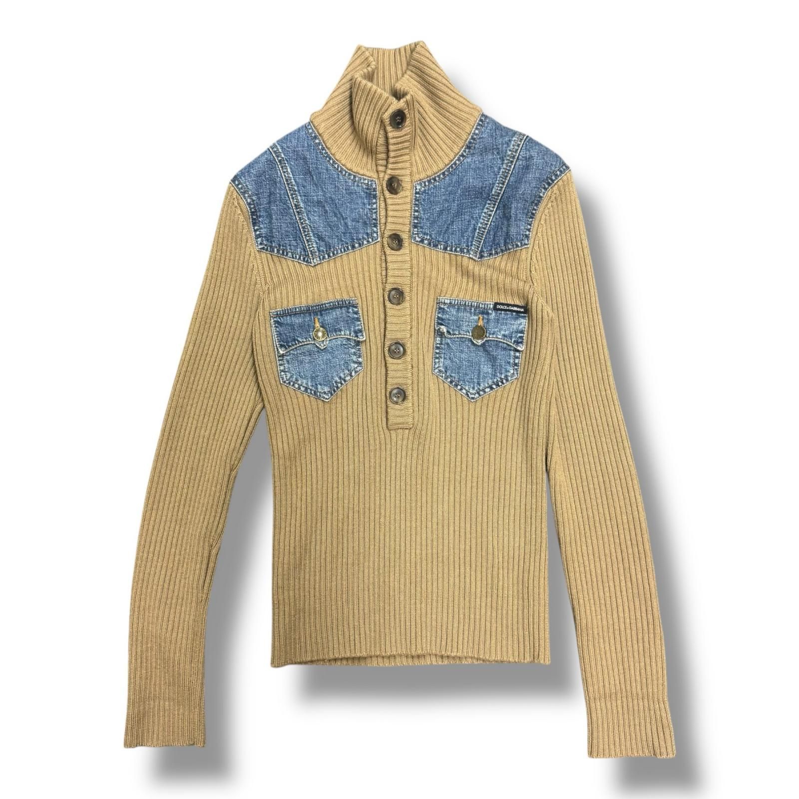 DOLCE&GABBANA デニム切替ニットポロシャツ ニットセーター ドルチェ