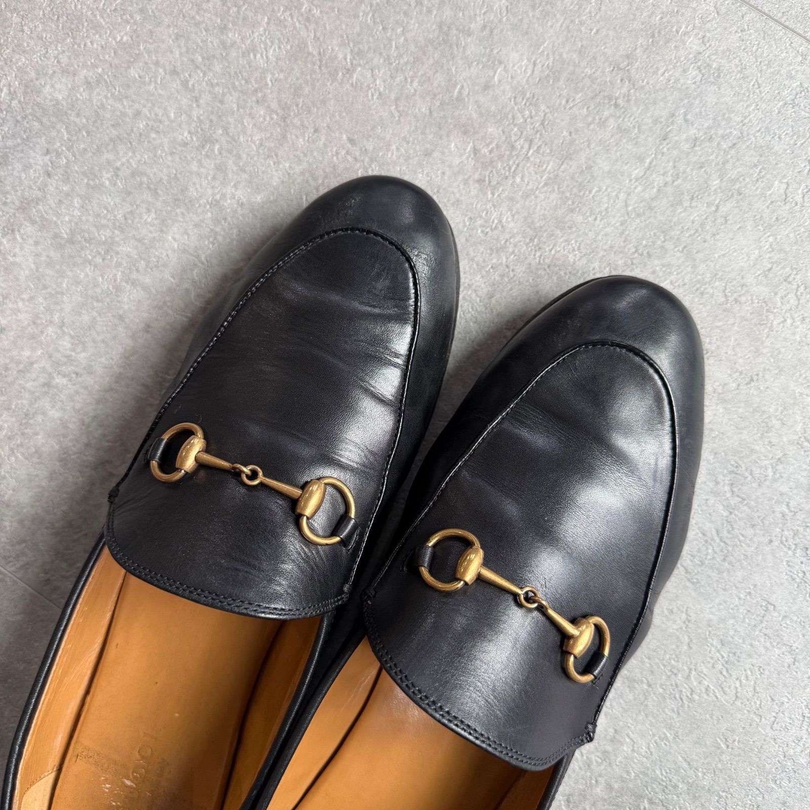 GUCCI グッチ ヨルダーン ホースビットローファー ブラック ゴールド
