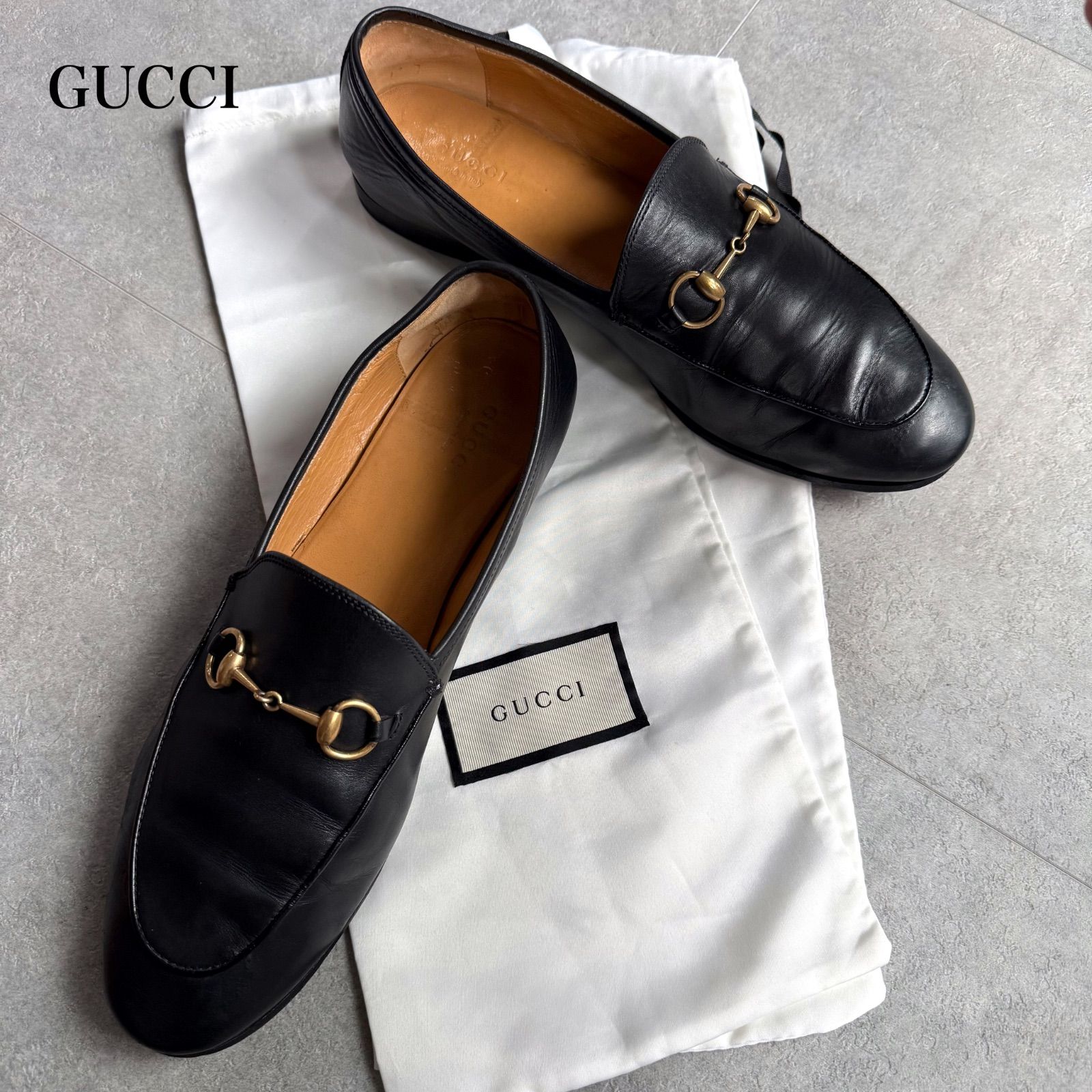 GUCCI グッチ ヨルダーン ホースビットローファー ブラック ゴールド