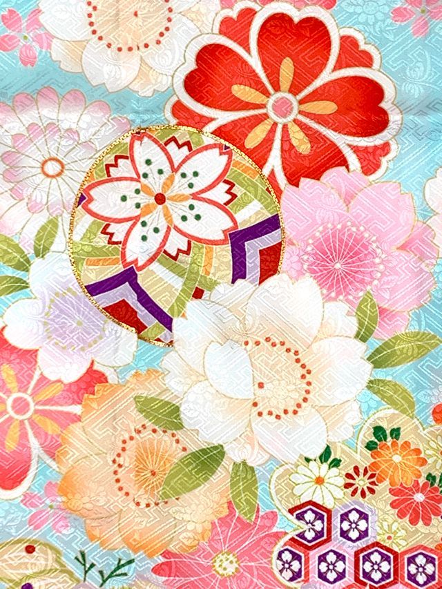 七五三 7歳 着物 女の子用 正絹 金駒刺繍 古典柄 絵羽付け 四つ身の
