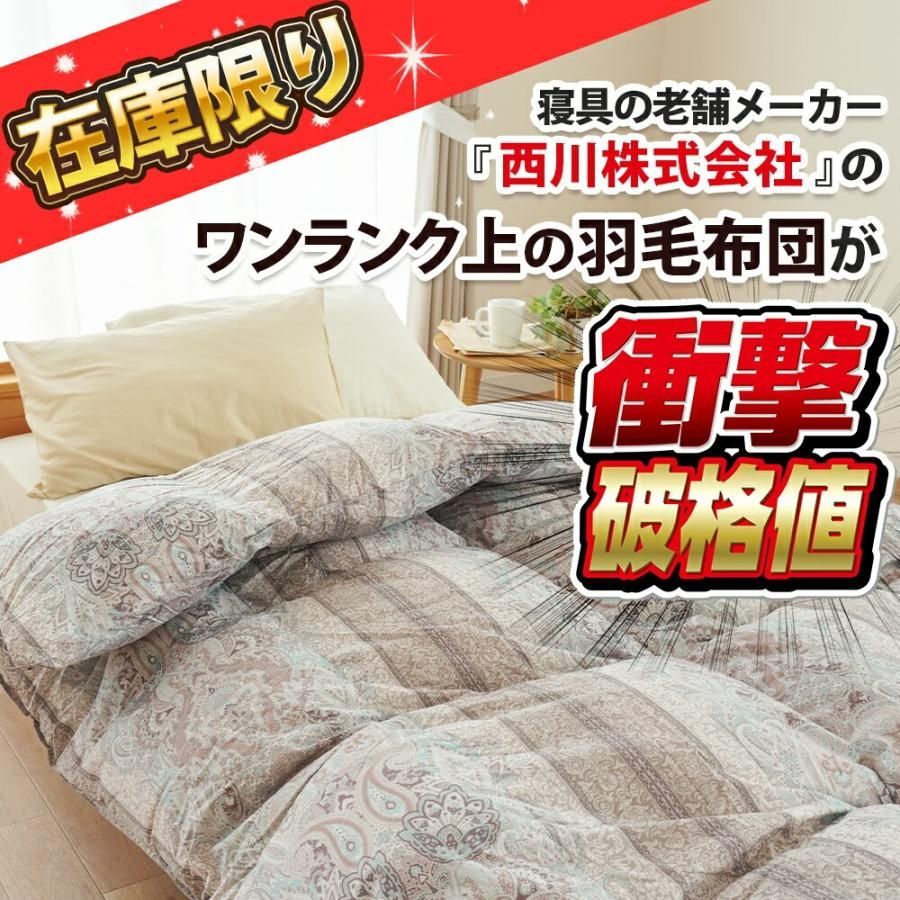 西川 フランス産ホワイトダックダウン93％羽毛布団 シングルロング 