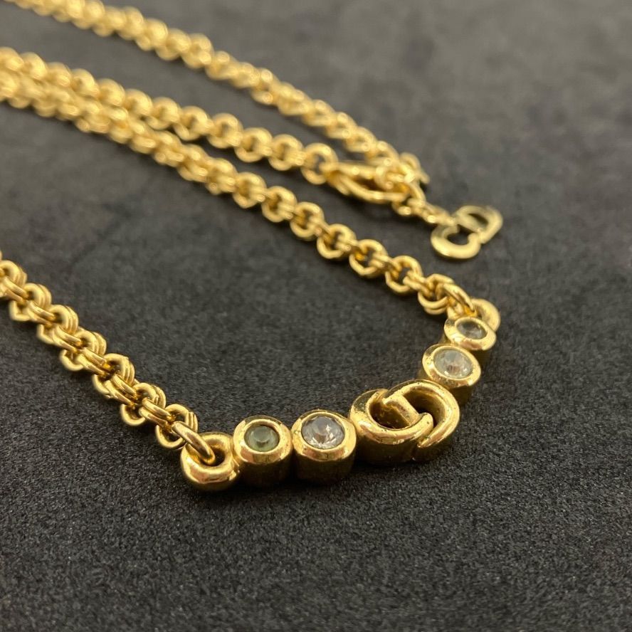 Christian Dior ディオール ネックレス ラインストーン ゴールド 891