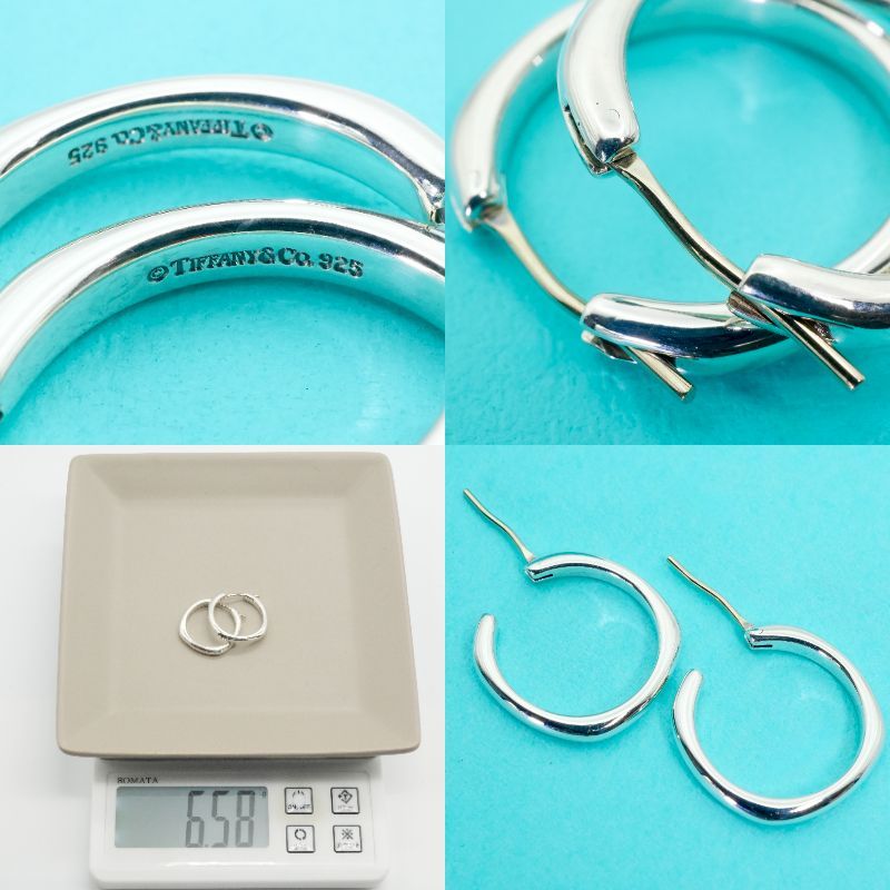 希少極美品 ティファニー クッションスクエア フープ ピアス/25-2700