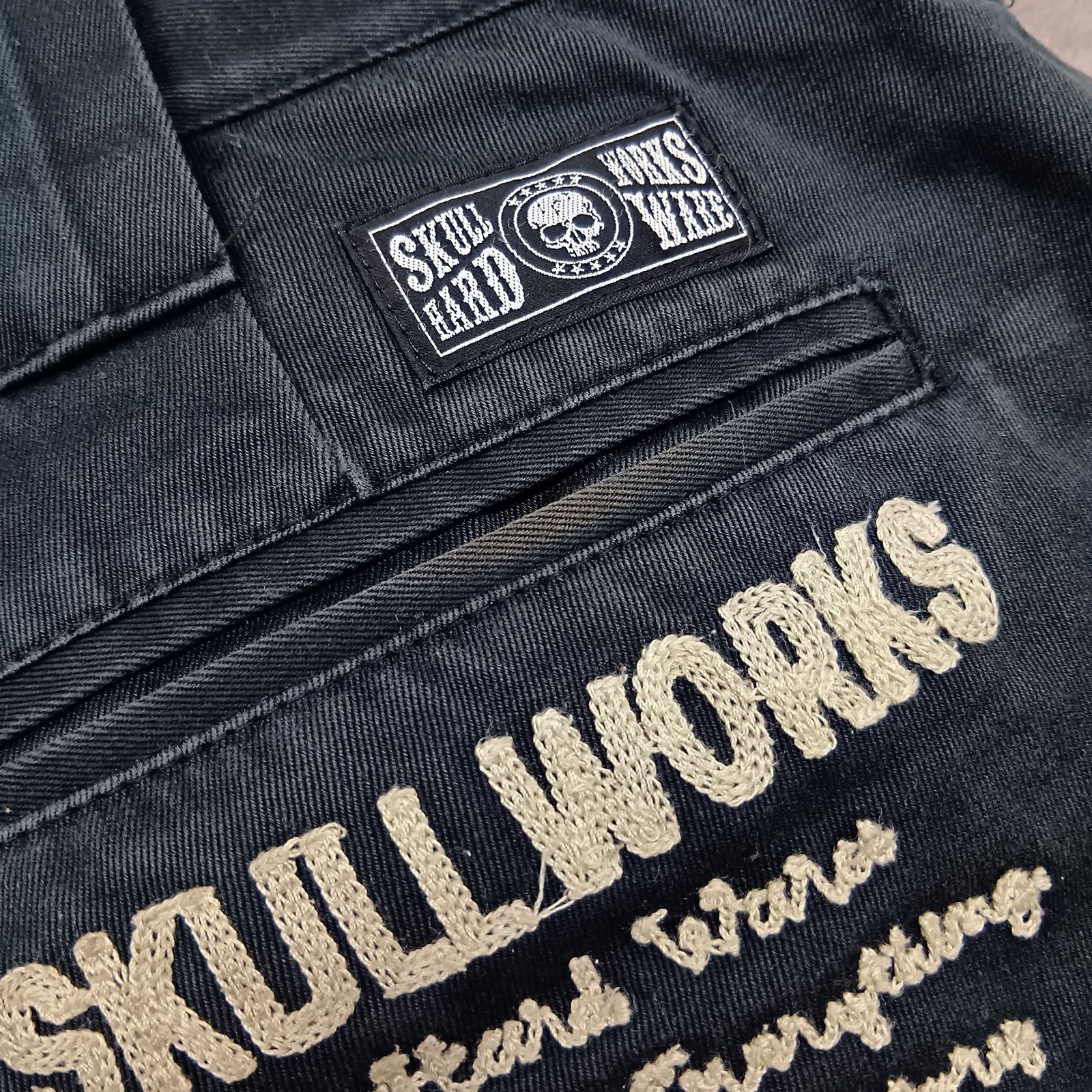 SKULL WORKS XLサイズ ワークパンツ チノパン コットン100% Dカン