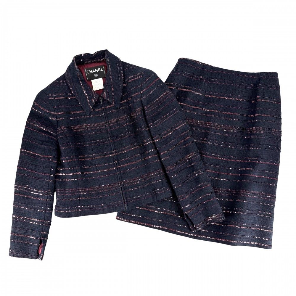 シャネル セットアップ レディース ツイード スパンコール ジャケット