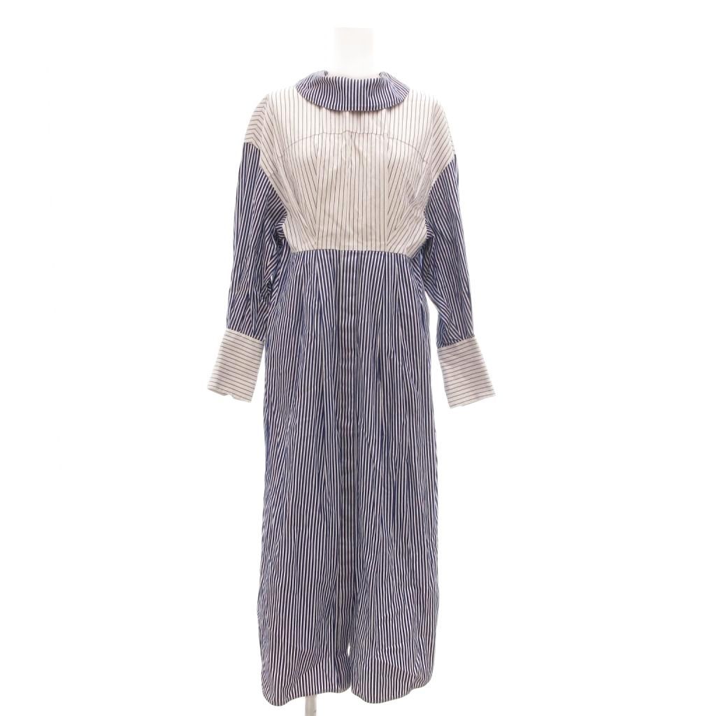 エンフォルド ENFOLD ワンピース 36 ネイビー ホワイト ストライプ柄