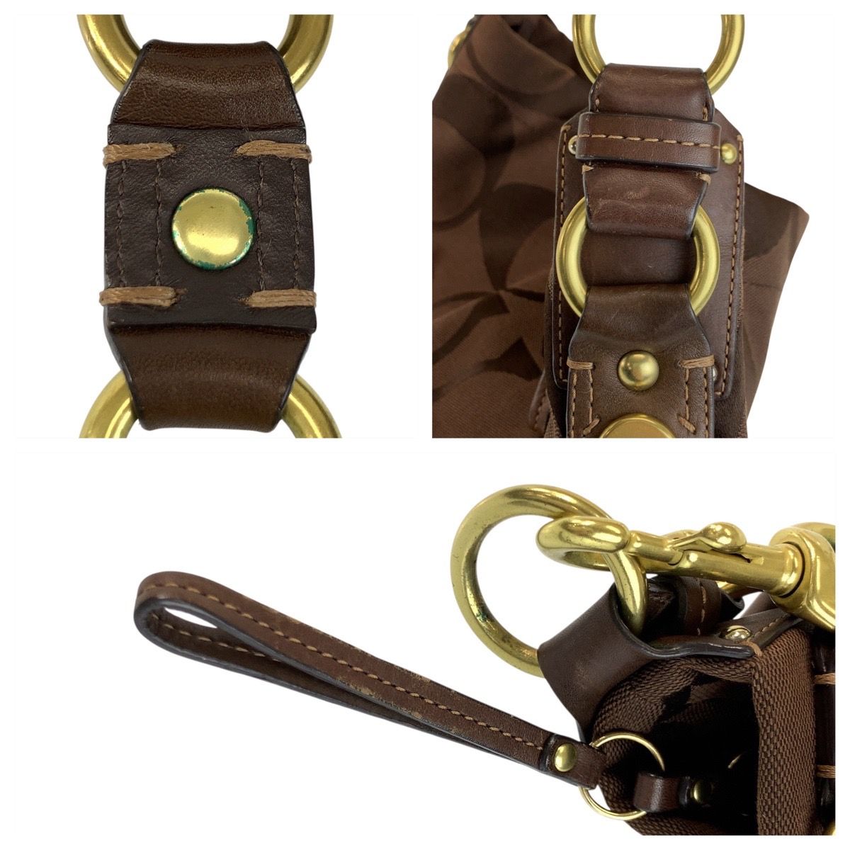美品 COACH コーチ シグネチャー ブラウン ゴールド金具 キャンバス