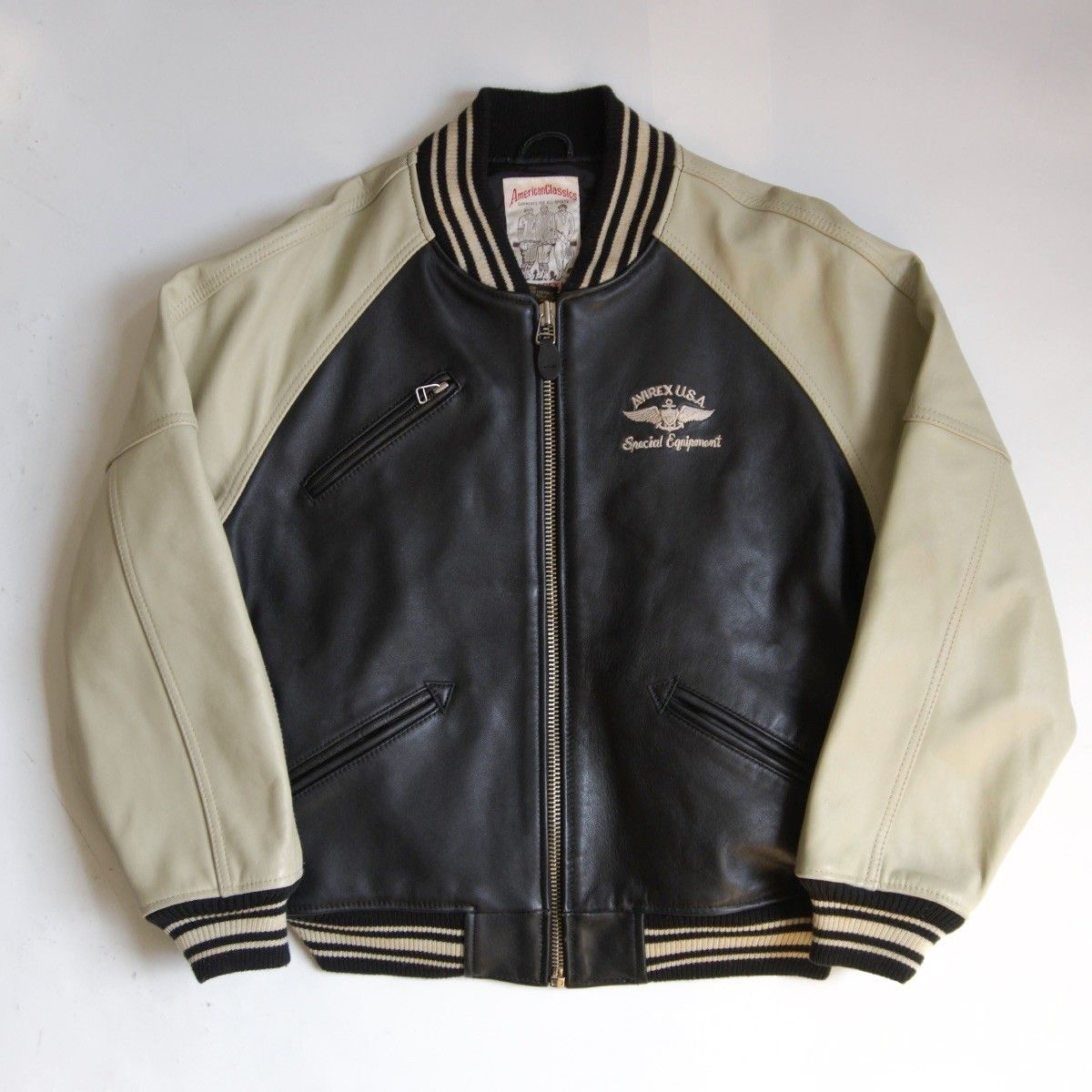 美品】AVIREX【レザー スタジャン】S アワード ジャケット ワッペン