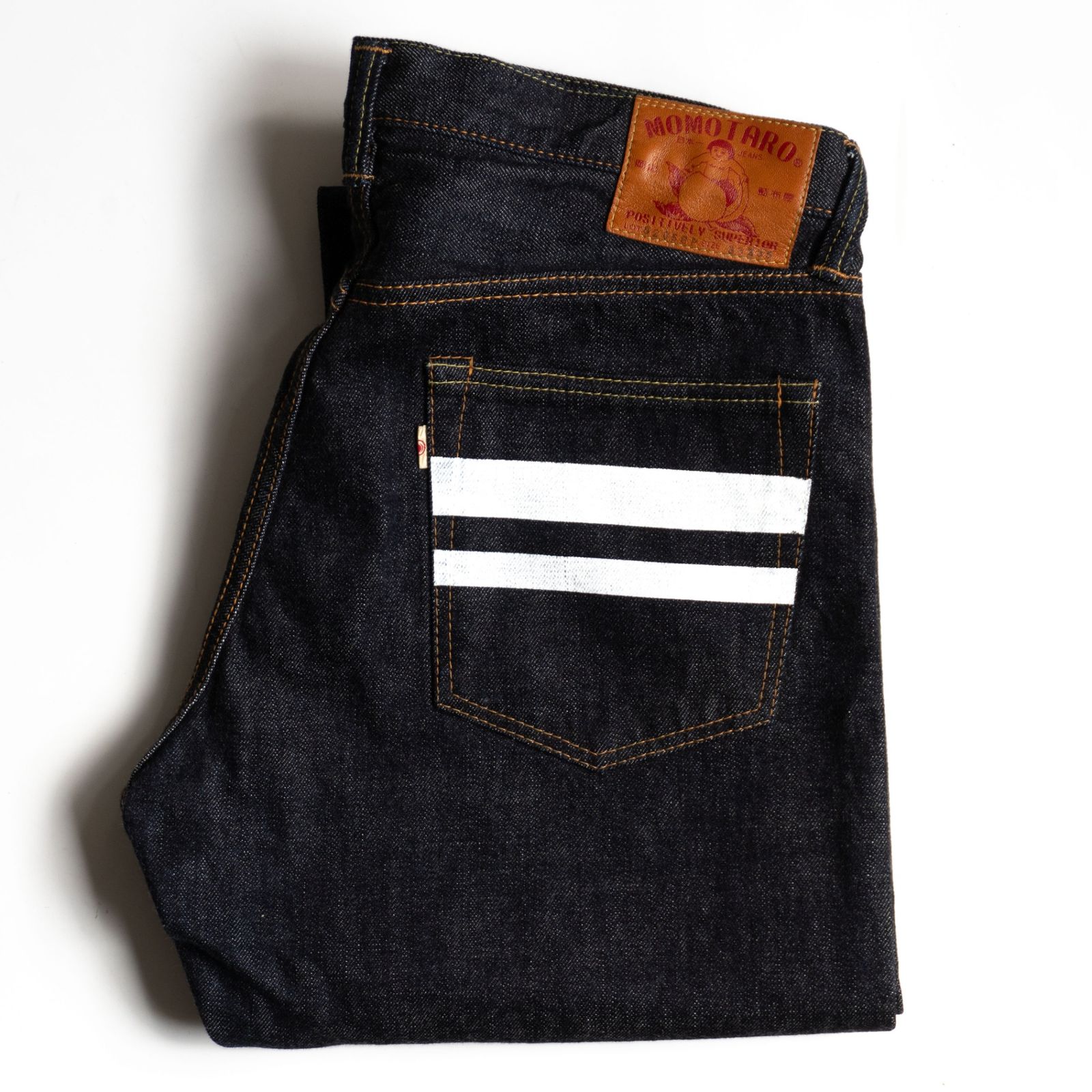 美品/濃紺】 桃太郎ジーンズ【0205SP/出陣スリムストレート ボタン