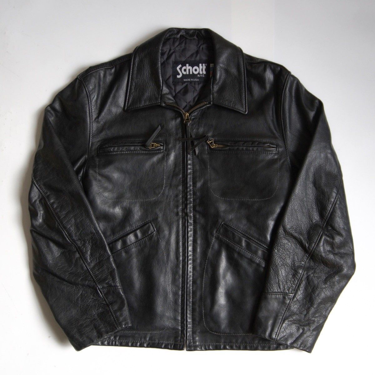 美品】SCHOTT【634/シングルライダースジャケット】38 襟 レザー