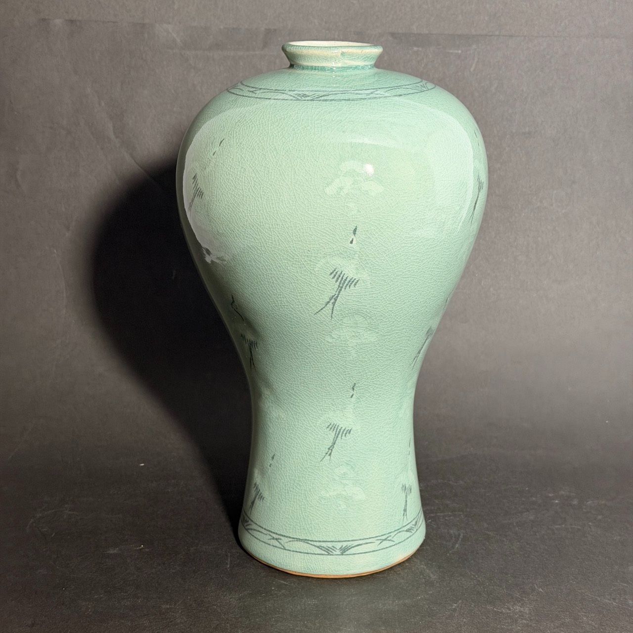 鎮永 高麗青磁象嵌雲鶴文梅瓶 花器 花瓶 - メルカリ