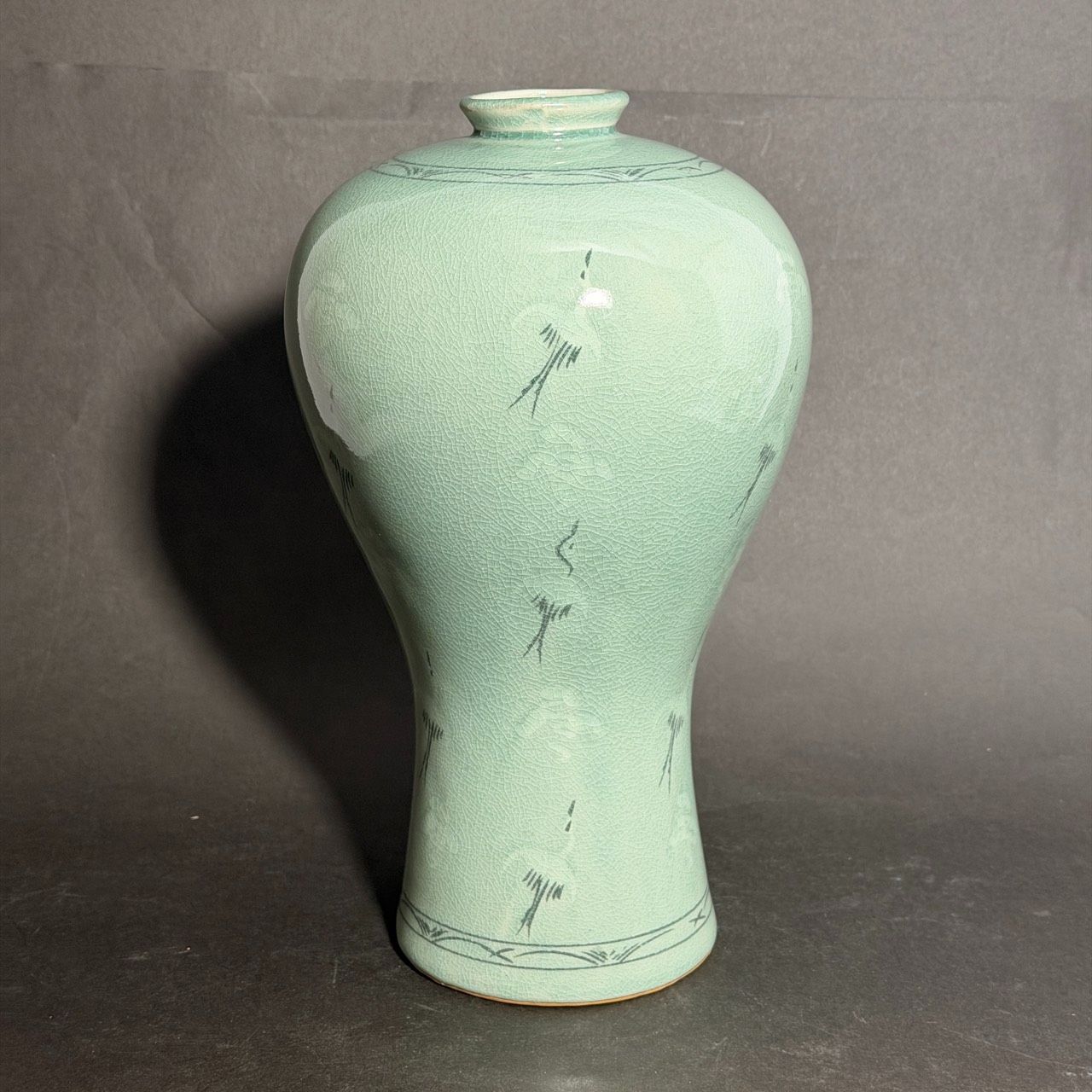 鎮永 高麗青磁象嵌雲鶴文梅瓶 花器 花瓶 - メルカリ