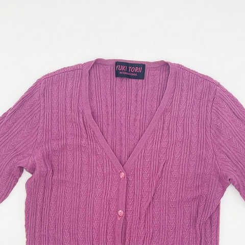 YUKI TORII ユキトリイ 7分袖ニットカーディガン パープル Sサイズ 〇