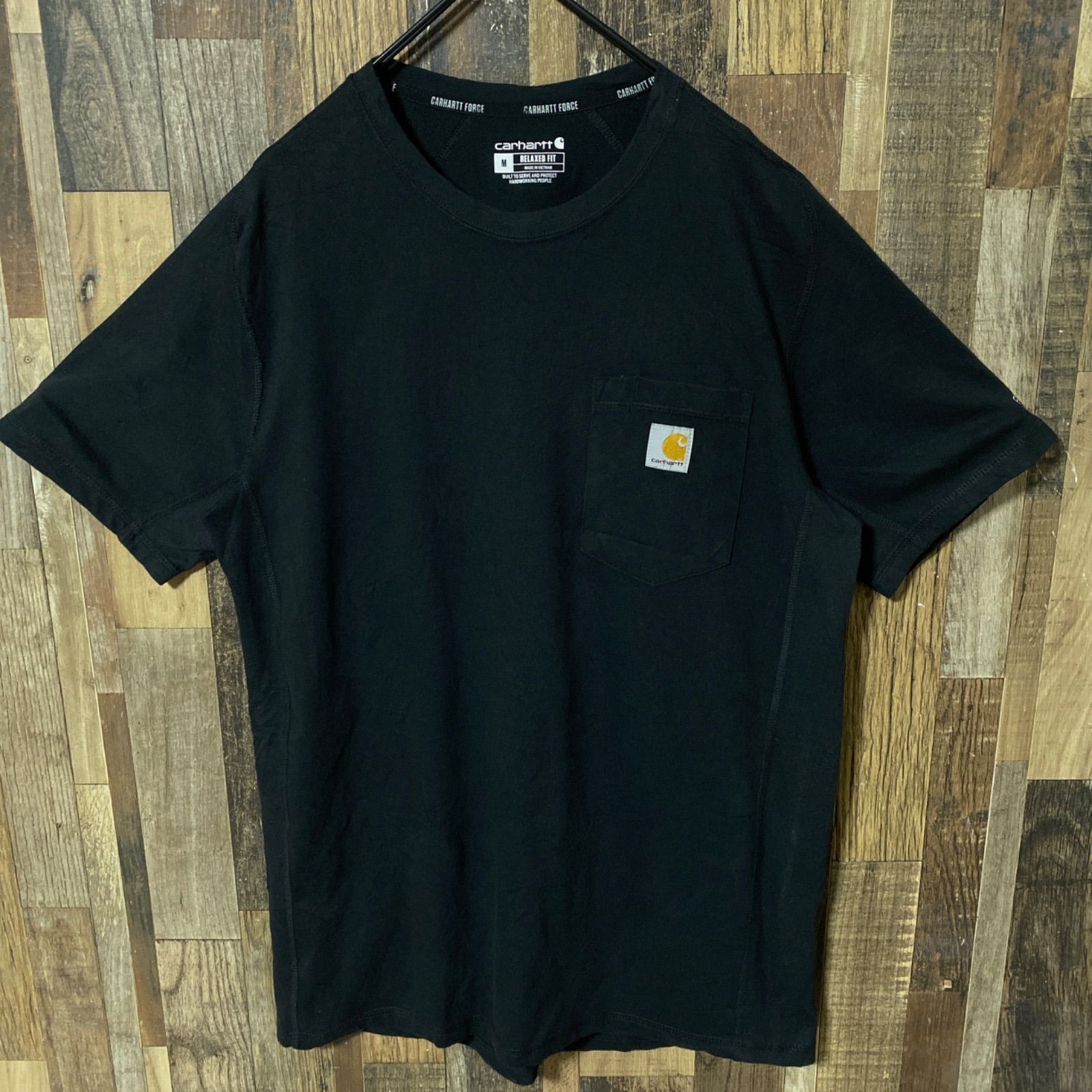 M カーハート ワンポイント ポケT ストリート ワーク ブラック 黒 T