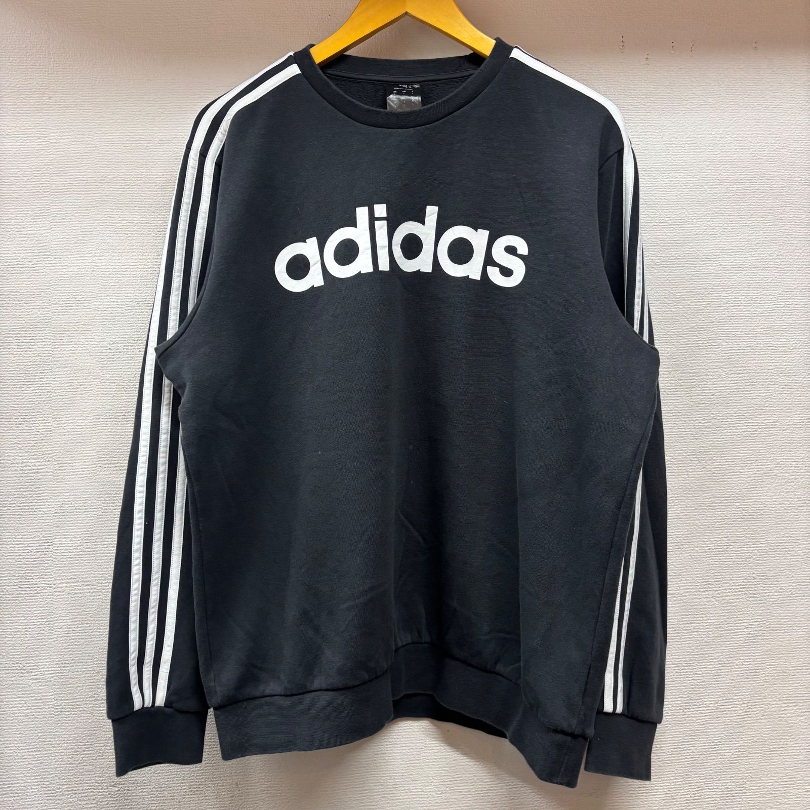 古着 XL スウェット adidas アディダス ビックロゴ プリント ライン 