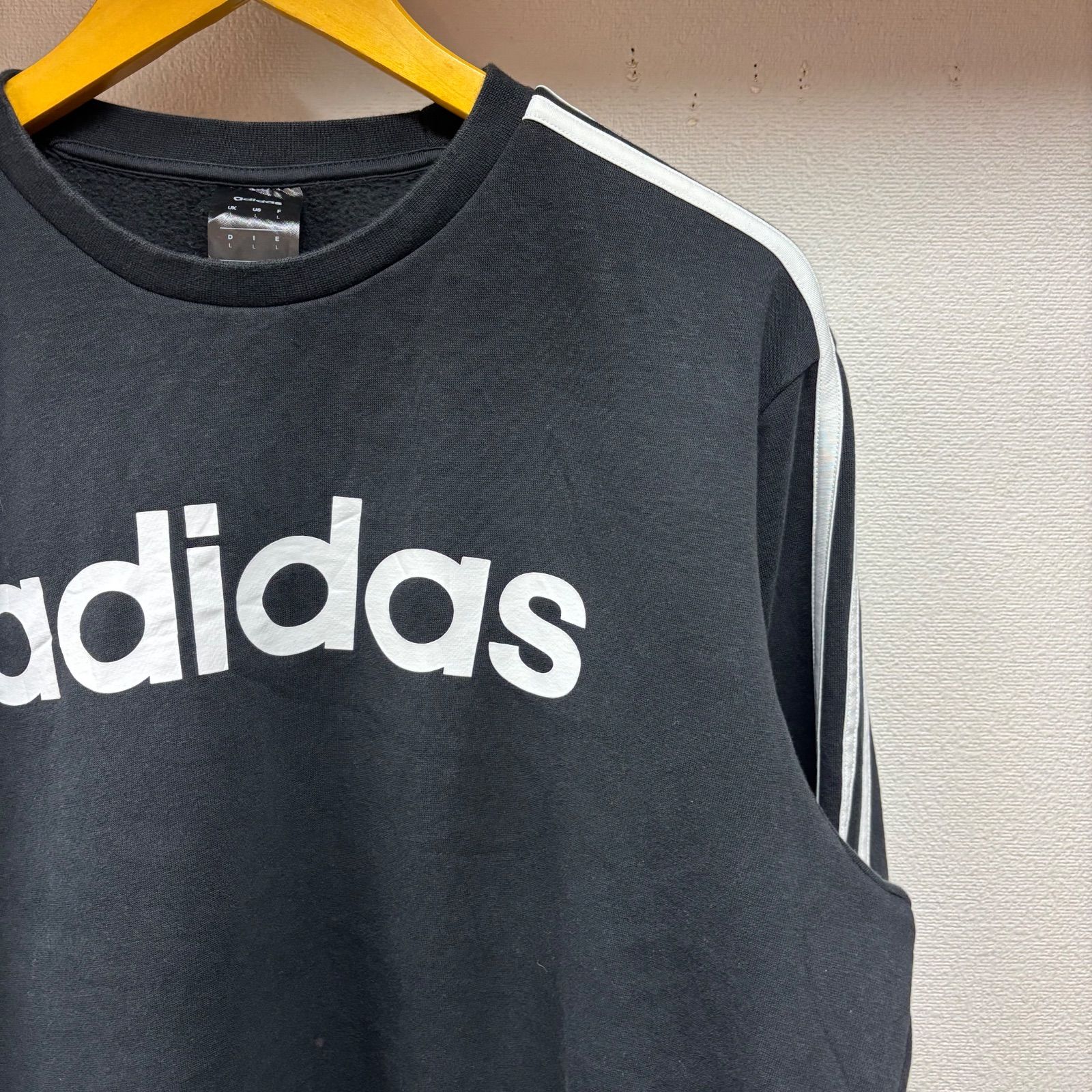 古着 XL スウェット adidas アディダス ビックロゴ プリント ライン 