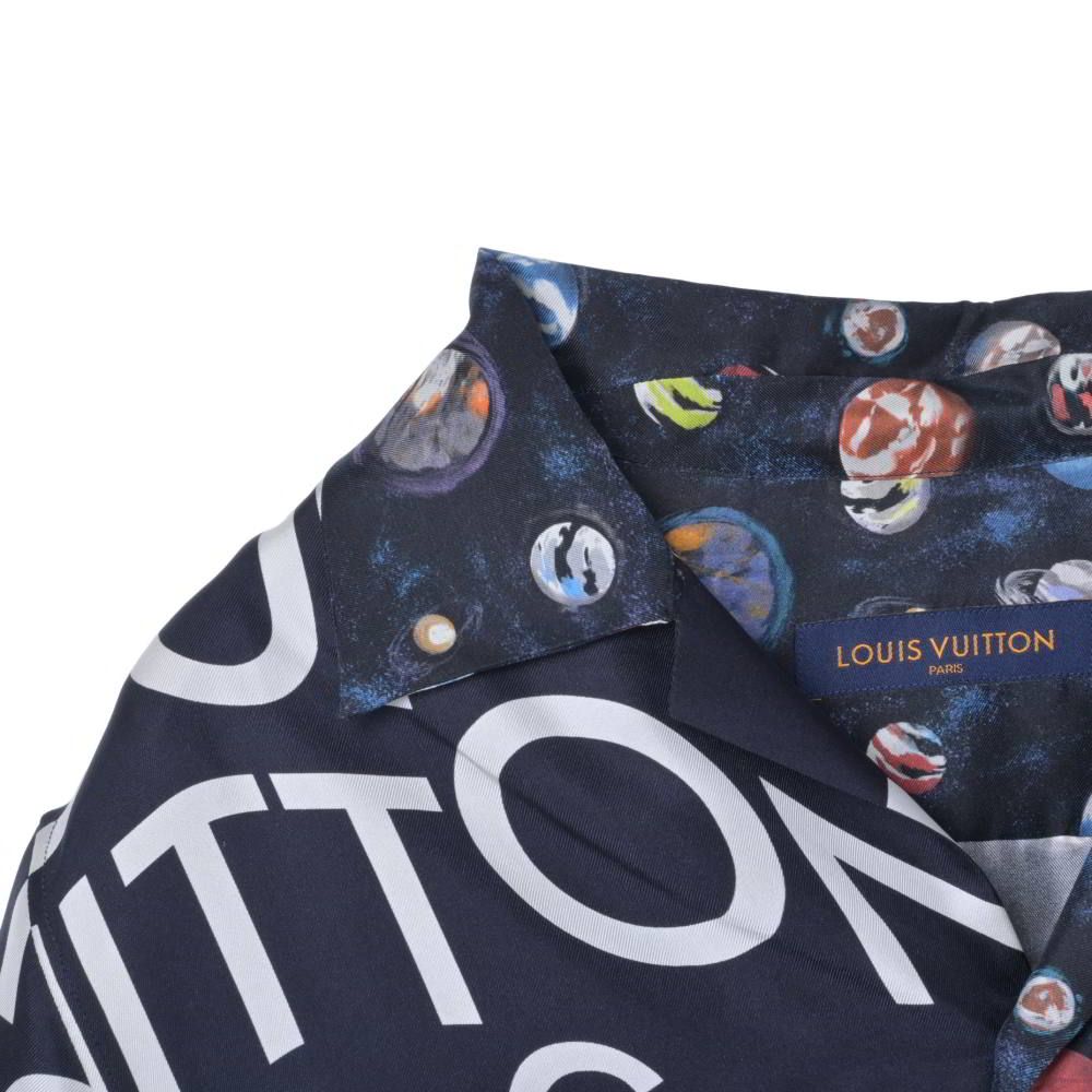 LOUIS VUITTON シルク ギャラクシー プリント オープンカラー シャツ