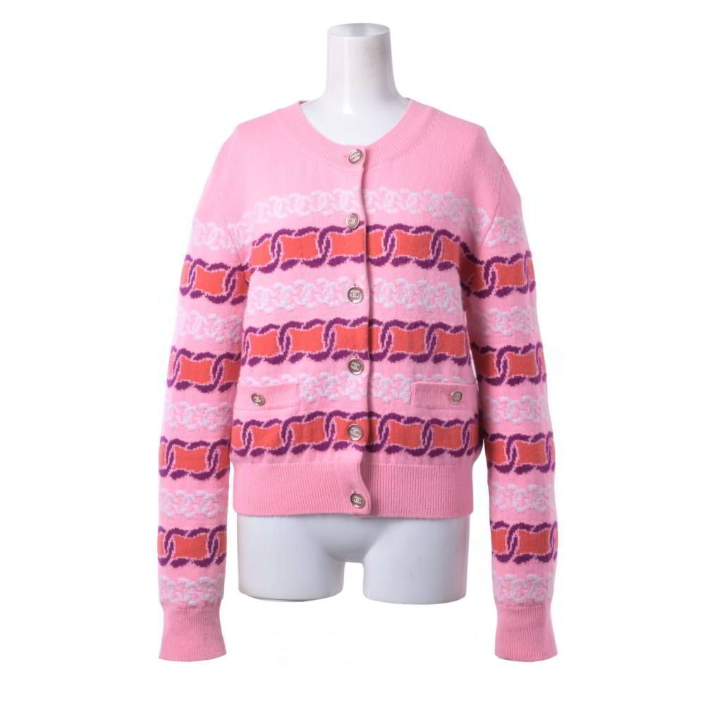 CHANEL P75776K10913 チェーンデザイン カシミヤ ニット カーディガン