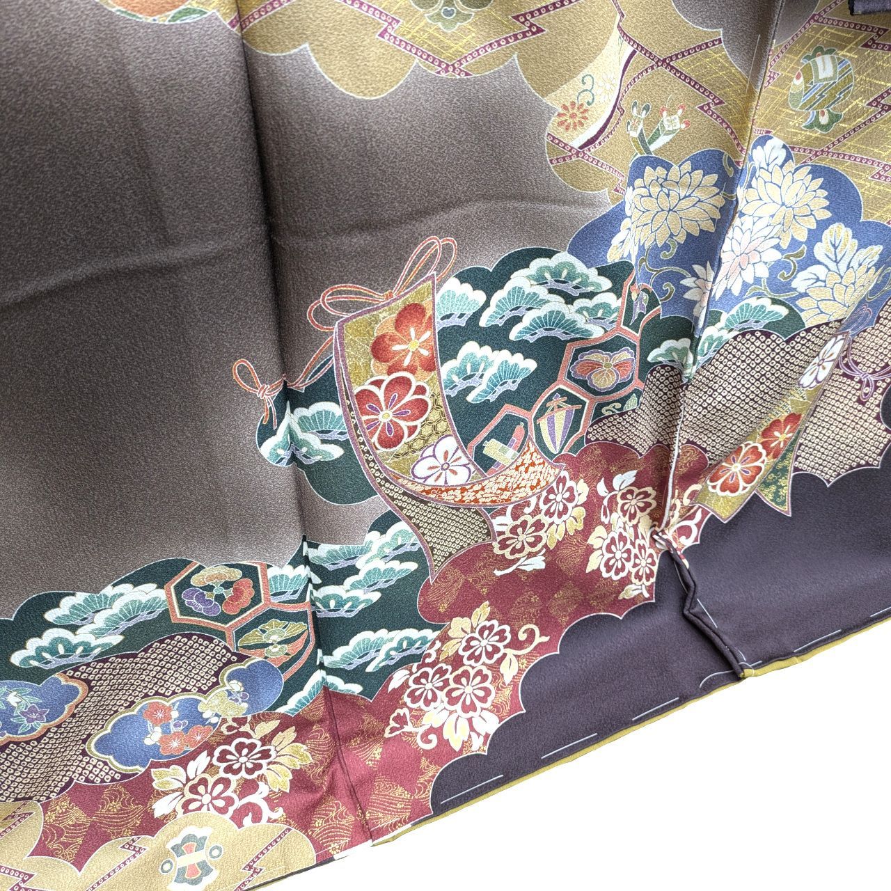 新品 人間国宝 三代目 吉田蓑助 吉澤織物 振袖 正絹 未仕立て品 仮絵羽