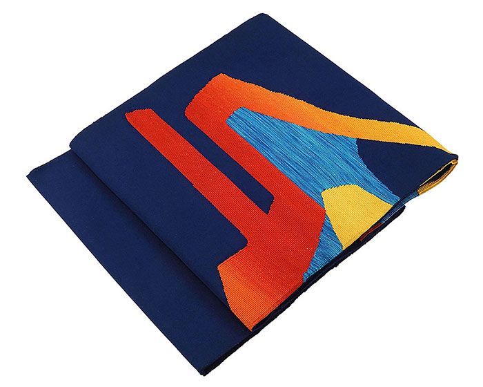 名古屋帯 正絹 幾何 紬 八寸名古屋帯 中古 リサイクル カジュアル 着物