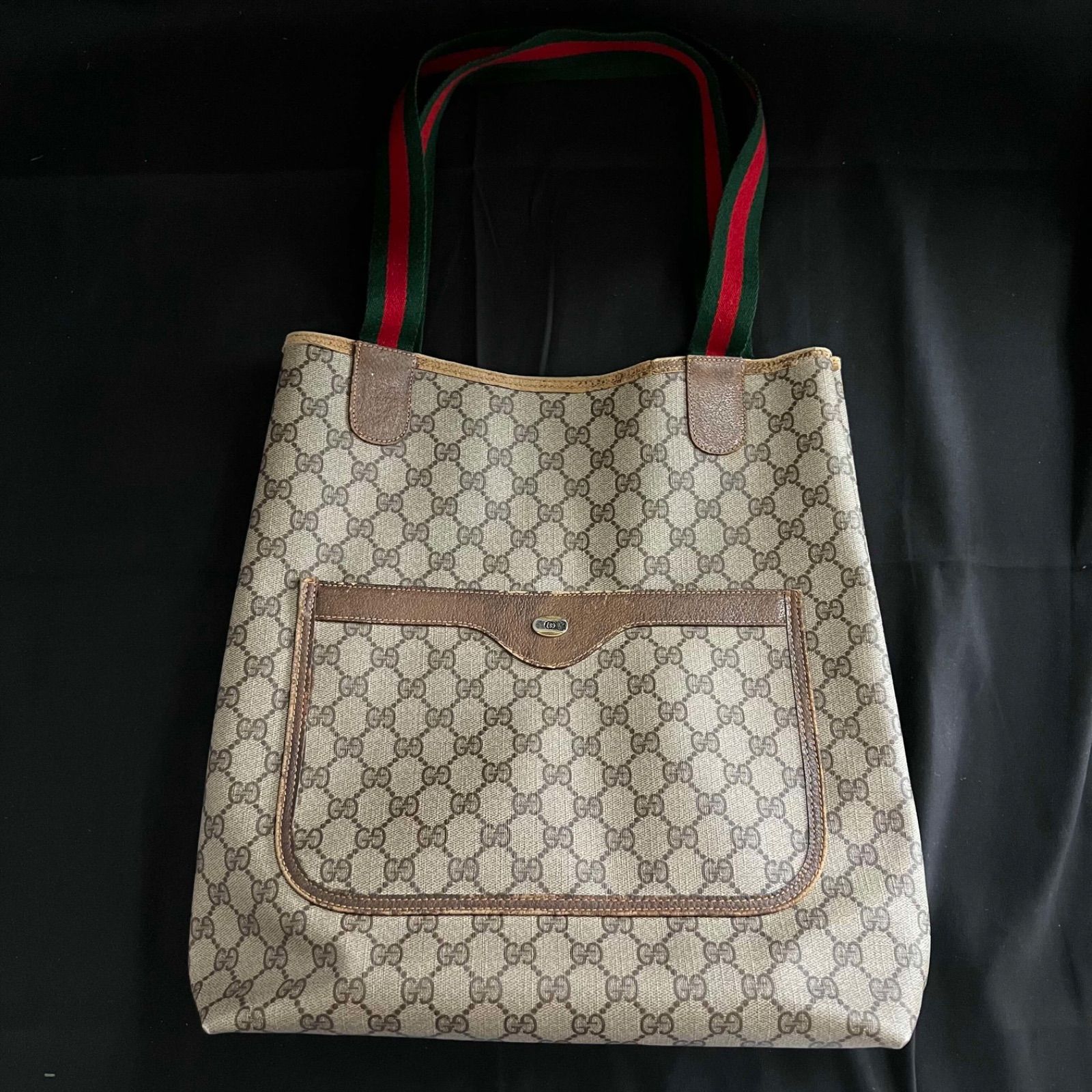 K GUCCI グッチ オールドグッチ GG柄 トートバッグ シェリーライン