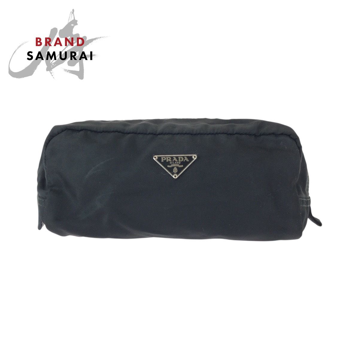 美品 PRADA プラダ テスート 三角ロゴプレート ブラック 黒 シルバー