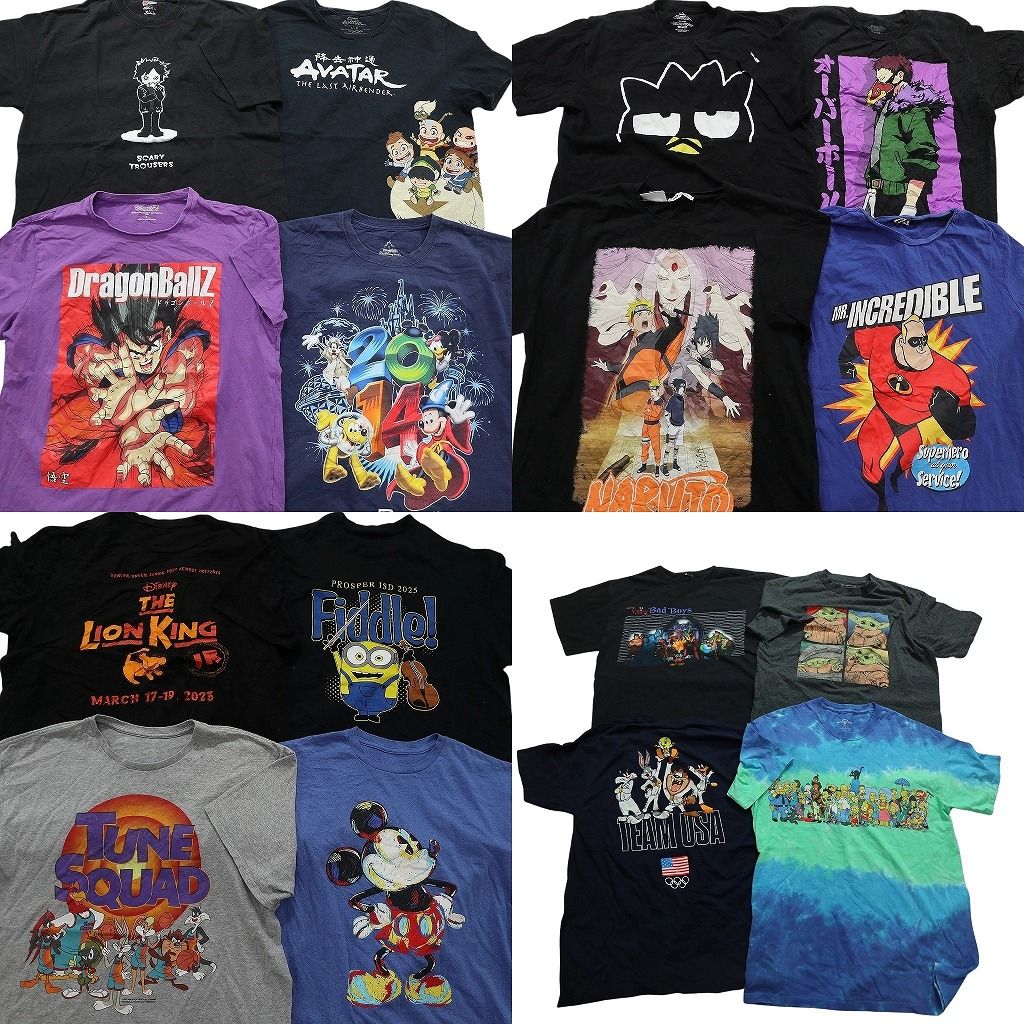 古着卸 まとめ売り キャラクター 半袖Tシャツ 16枚セット (メンズ L 