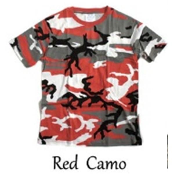 カモフラージュ Tシャツ Mサイズ レッド カモ 綿100％ 男女兼用 迷彩 ティーシャツ ミリタリー ティシャツ 軍モノ