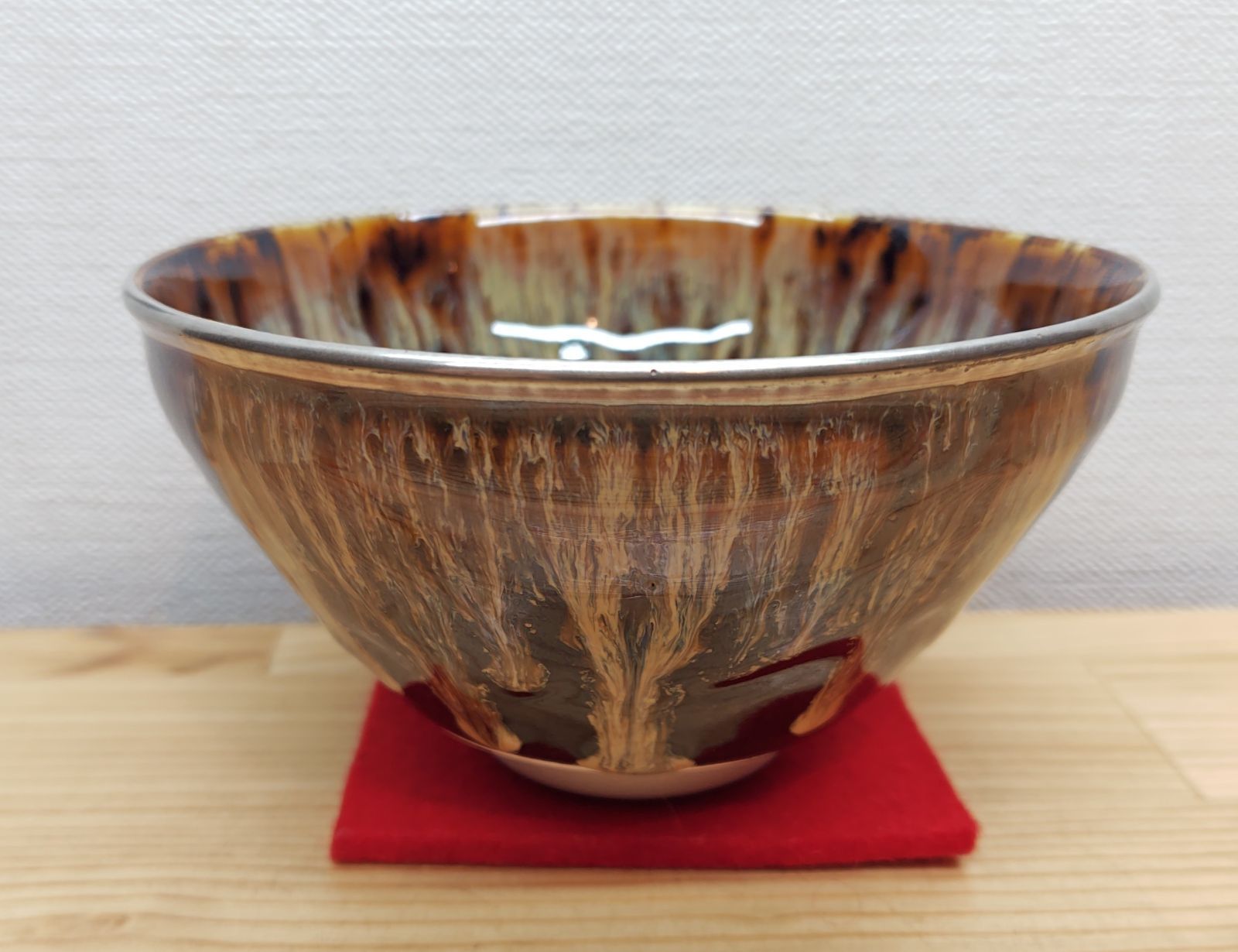 逢絢亭・新品】茶道具 天目茶碗 京焼 建戔茶碗 口は銀塗 洛東定一 桶谷