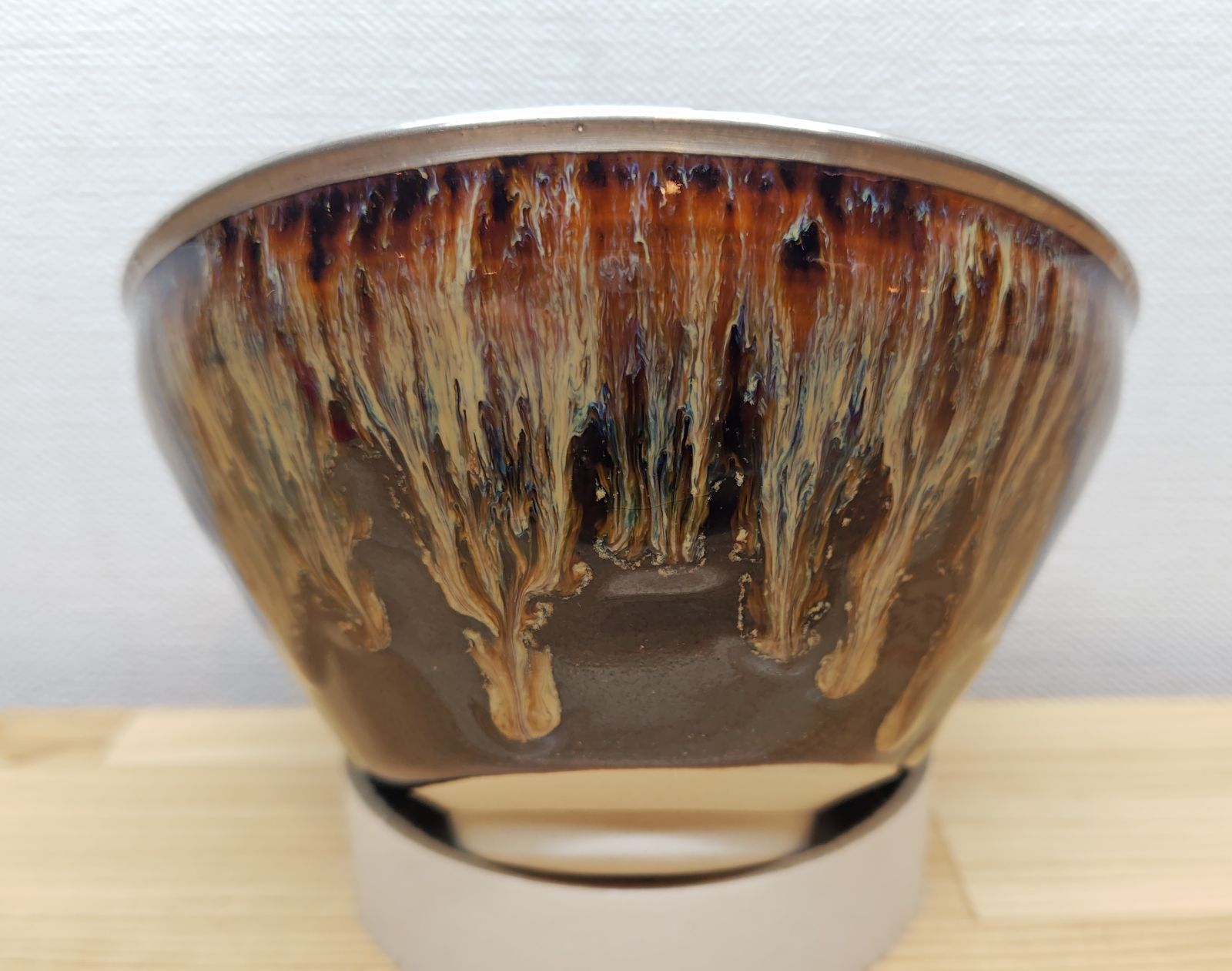 逢絢亭・新品】茶道具 天目茶碗 京焼 建戔茶碗 口は銀塗 洛東定一 桶谷