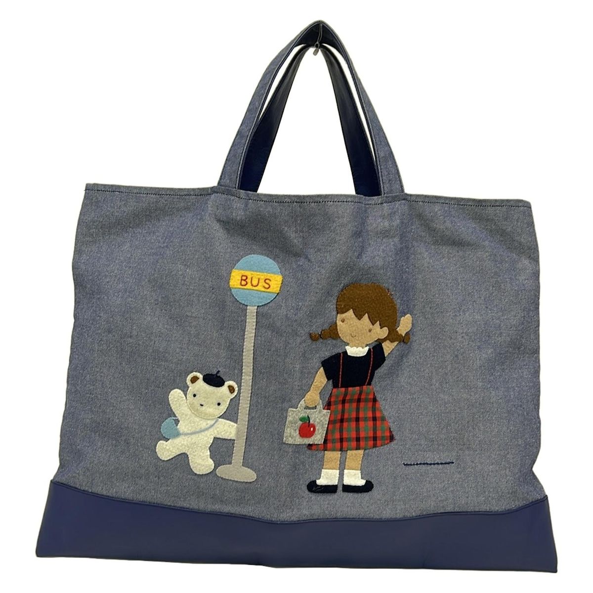 familiar(ファミリア) トートバッグ - 581501 ブルー×白×マルチ デニム