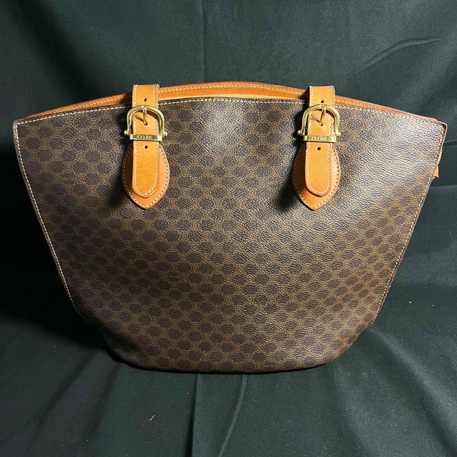 K CELINE オールドセリーヌ マカダム柄 トートバッグ バケツ型