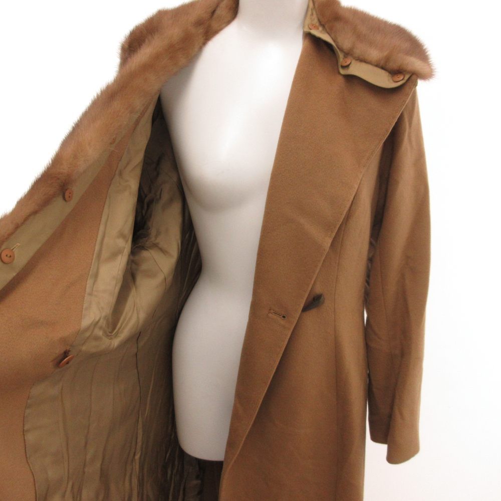 ハナエモリ HANAE MORI ミンクファーコート ロング カシミヤ 38 茶