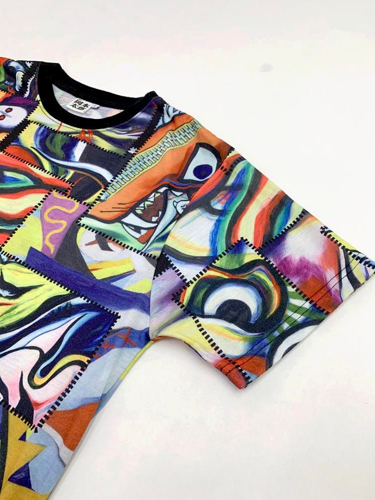 岡本太郎展 作品柄 アートプリント 総柄 半袖 前面プリント Tシャツ