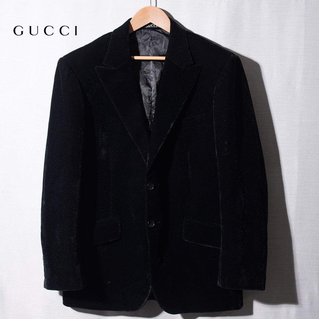 イタリア製 00s グッチ GUCCI ウール ベルベット ジャケット