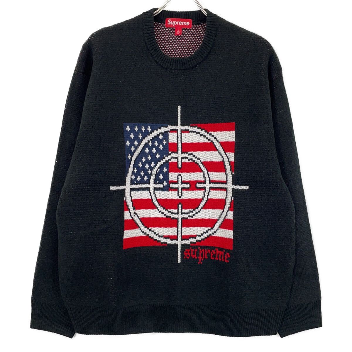 Supreme シュプリーム 25FW ﾌﾞﾗｯｸ TAEGET SWEATER ﾀｰｹﾞｯﾄ ｾｰﾀｰ L