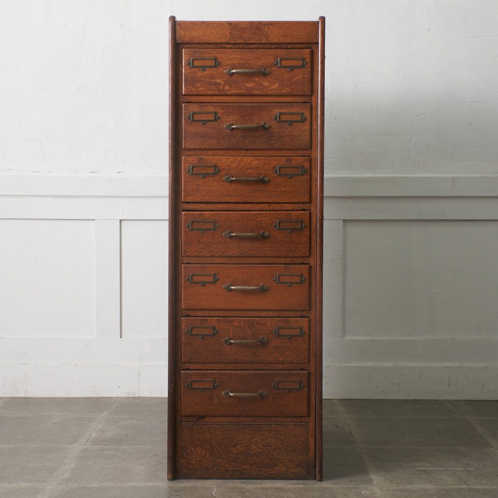 英国 アンティーク チェスト 7段 オーク ドロワー 引き出し 収納家具