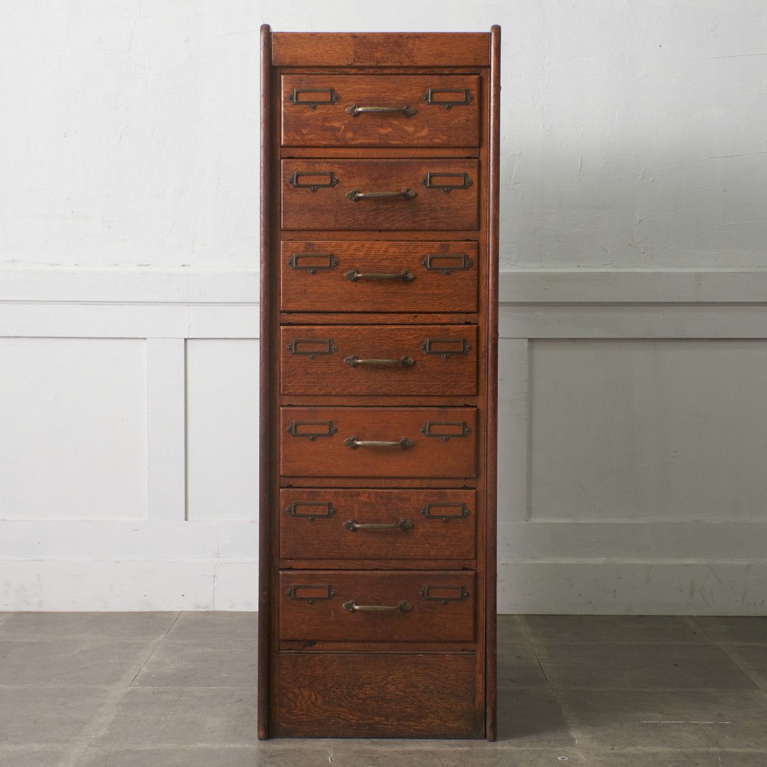 英国 アンティーク チェスト 7段 オーク ドロワー 引き出し 収納家具