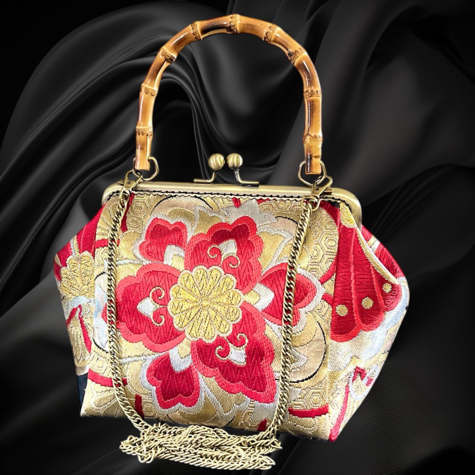 No.790】着物リメイクバッグ、和風オリジナルバッグ、着物ショルダー