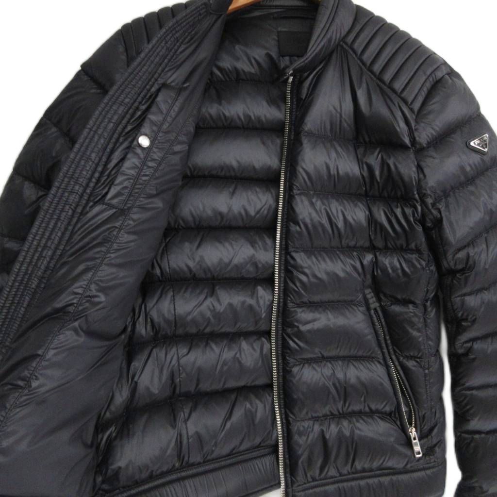 プラダ PRADA 美品 トライアングルロゴ バイカー ダウンジャケット