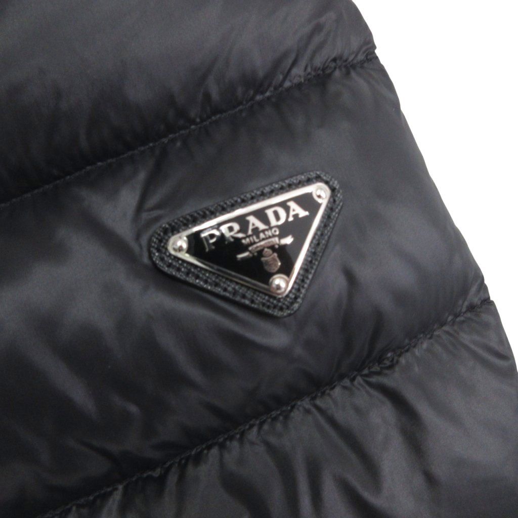 プラダ PRADA 美品 トライアングルロゴ バイカー ダウンジャケット